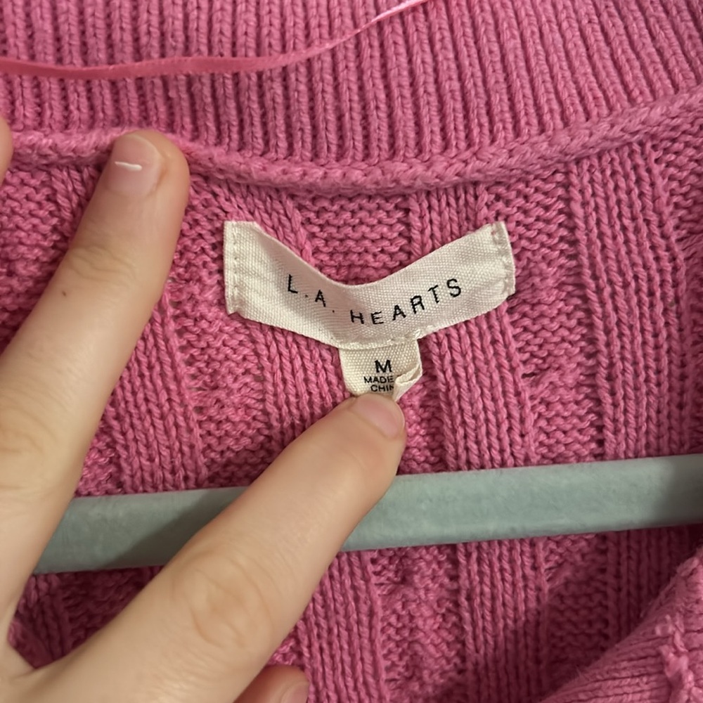 Pink Button-Up Knit Cardigan - Picture 4 of 5